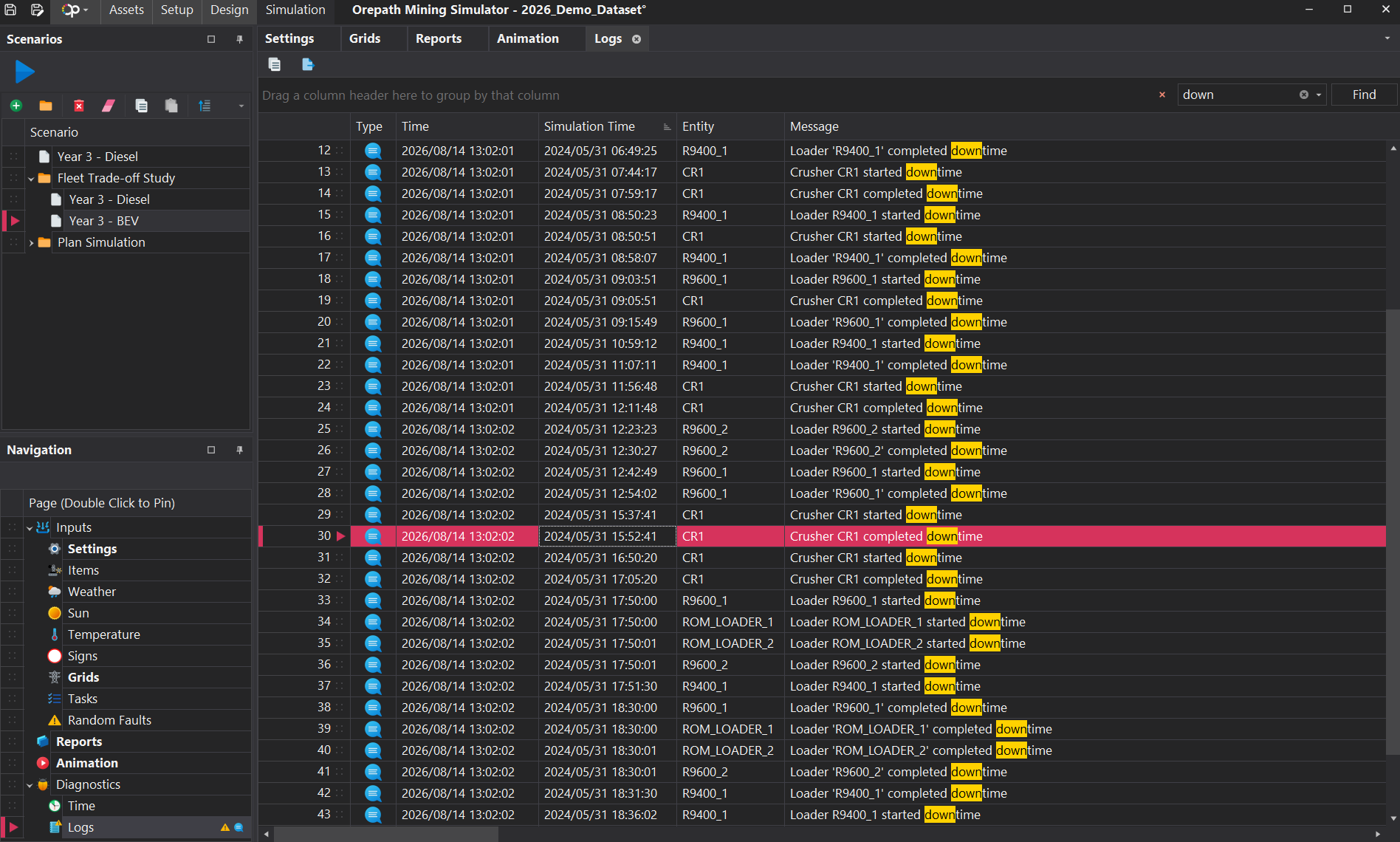 Diagnostic Log Search.